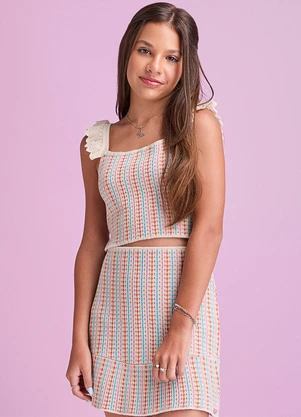 I Am - Conjunto de Tricot com Bordado Colorido Bege - I AM