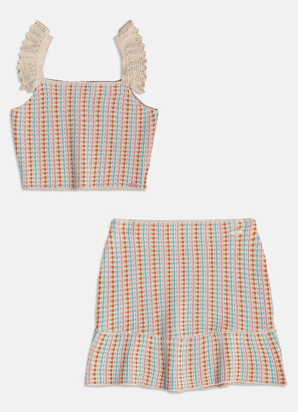 I Am - Conjunto de Tricot com Bordado Colorido Bege 5