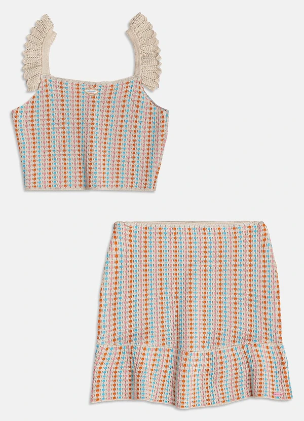 I Am - Conjunto de Tricot com Bordado Colorido Bege 6