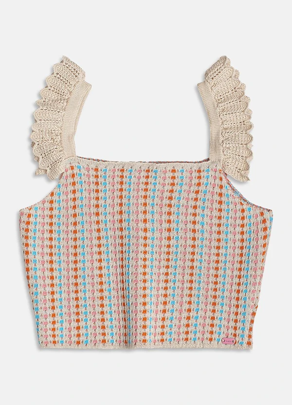 I Am - Conjunto de Tricot com Bordado Colorido Bege 7