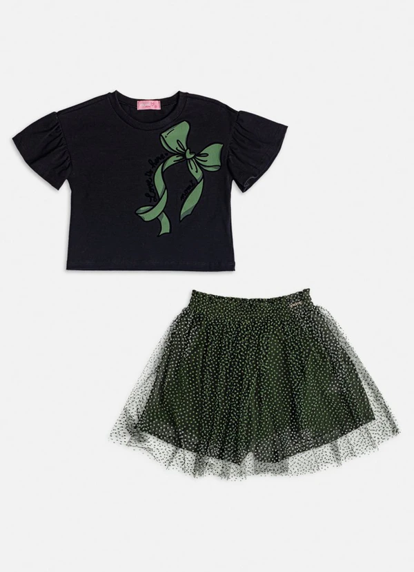 Momi - Conjunto de Tule com Poá Preto