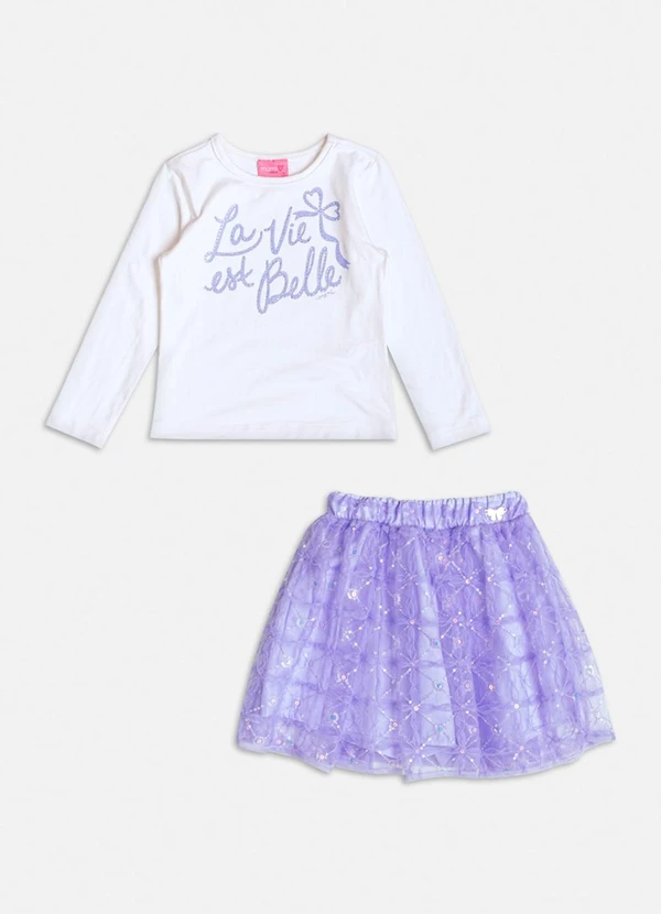 Momi - Conjunto de Tule La Vie Est Belle Strass Lilás