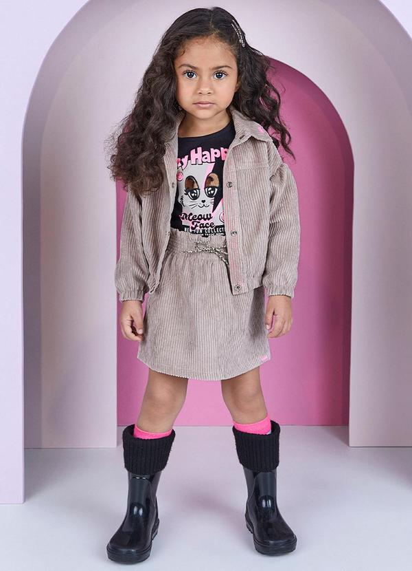 Momi - Conjunto de Veludo Cotelê Bege