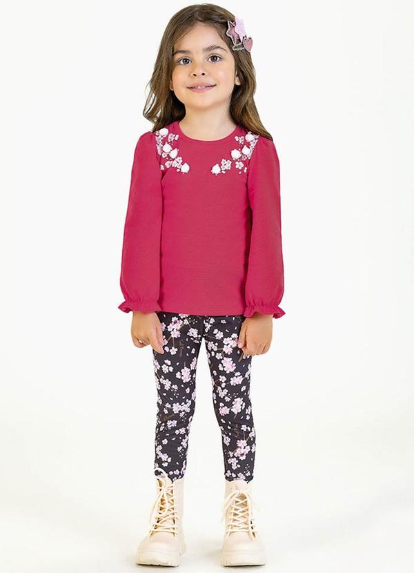 Soft Bonni - Conjunto em Cotton e Malha Lixada Sublimada Rosa