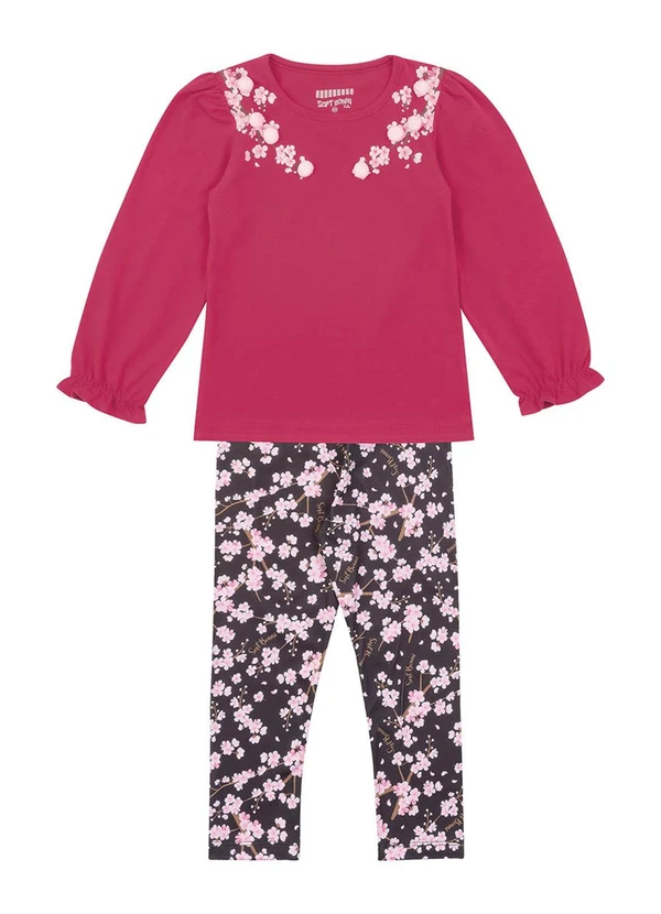 Soft Bonni - Conjunto em Cotton e Malha Lixada Sublimada Rosa 3