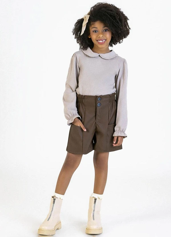 Soft Bonni - Conjunto em Courino e Malha Essence Bege