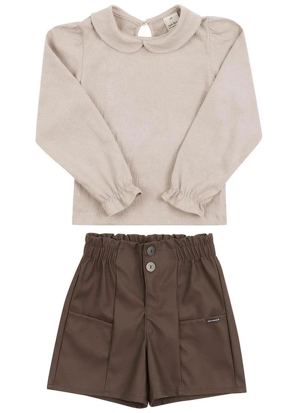 Soft Bonni - Conjunto em Courino e Malha Essence Bege 2