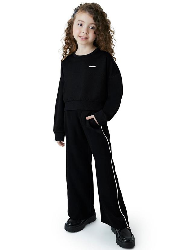 Carinhoso - Conjunto em Malha Térmica Menina Preto