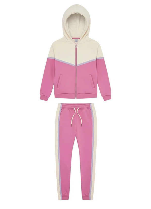 Malwee Kids - Conjunto em Moletinho com Recorte Rosa