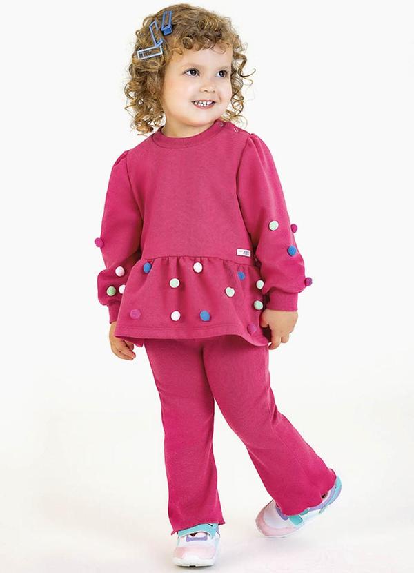 Soft Bonni - Conjunto em Moletinho e Punho Rosa