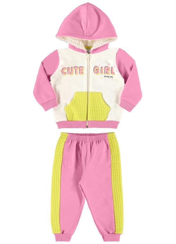 Quimby - Conjunto em Moletom Bebê Rosa