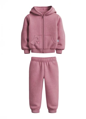 Malwee Kids - Conjunto em Moletom Bordado Rosê - MALWEE KIDS