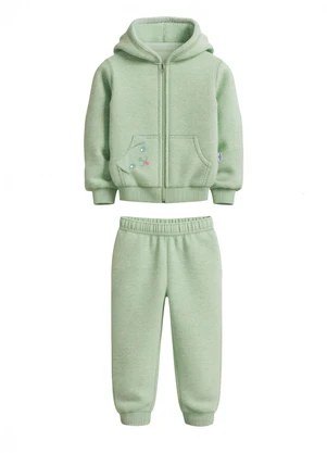 Malwee Kids - Conjunto em Moletom Bordado Verde Água - MALWEE KIDS