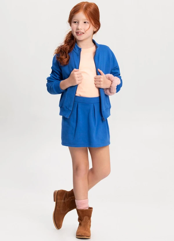 Alakazoo - Conjunto em Moletom com Saia e Jaqueta Azul