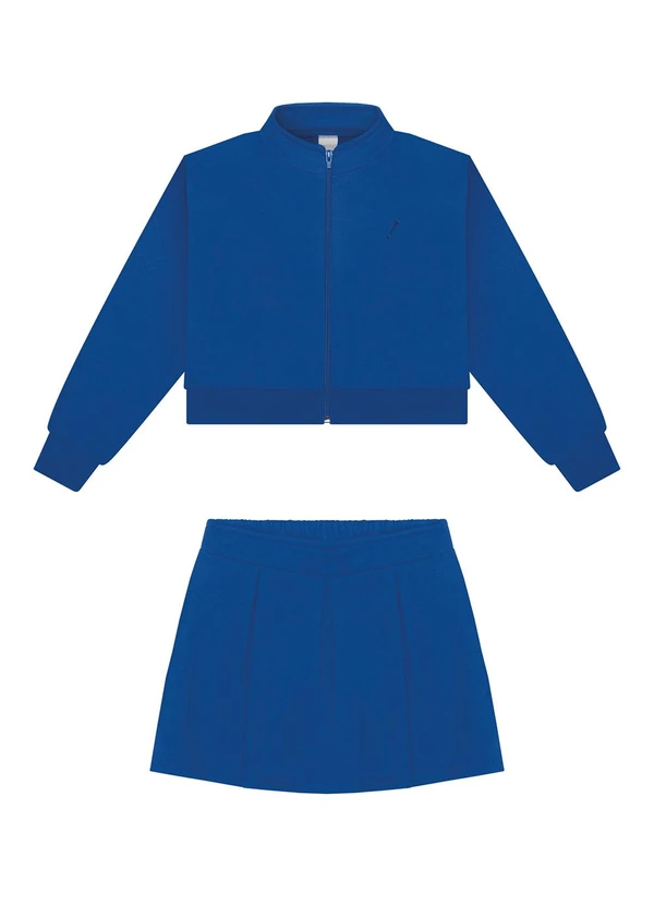 Alakazoo - Conjunto em Moletom com Saia e Jaqueta Azul 2