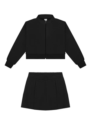 Alakazoo - Conjunto em Moletom com Saia e Jaqueta Preto - ALAKAZOO