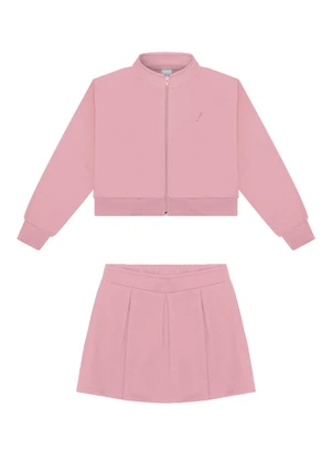 Alakazoo - Conjunto em Moletom com Saia e Jaqueta Rosa - ALAKAZOO