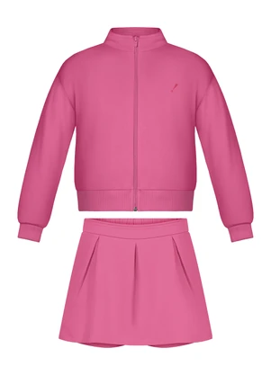 Alakazoo - Conjunto em Moletom com Saia e Jaqueta Rosa - ALAKAZOO