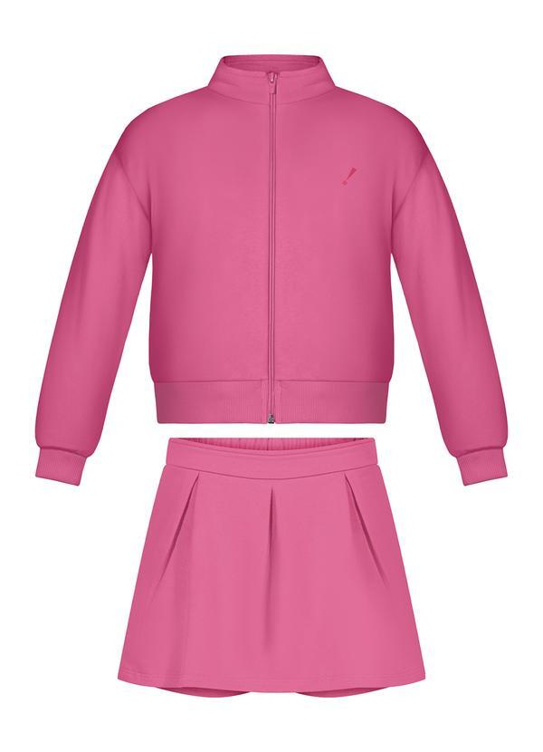 Alakazoo - Conjunto em Moletom com Saia e Jaqueta Rosa