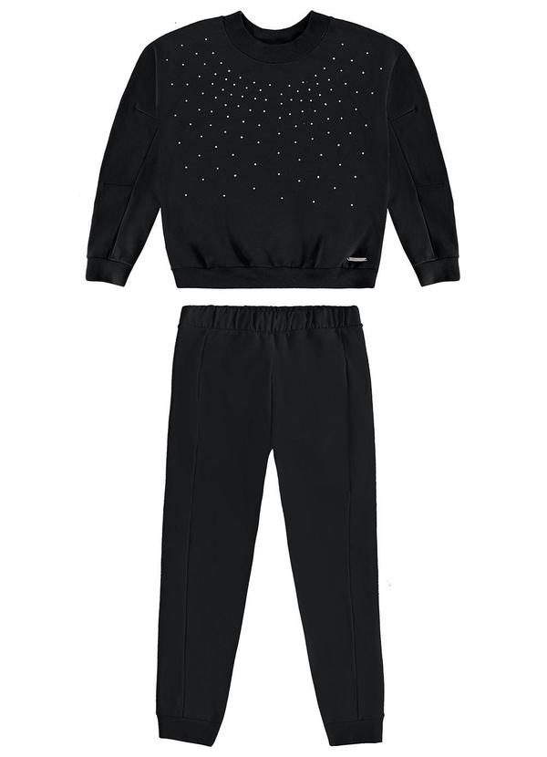 Carinhoso - Conjunto em Moletom com Strass Preto 2