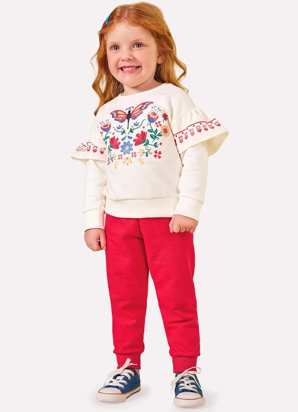 Nanai - Conjunto em Moletom Infantil Menina  Bege