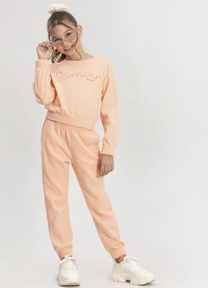 Alakazoo - Conjunto em Moletom Texturizado com Bordado Salmão - ALAKAZOO