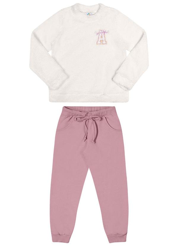 Alenice - Conjunto em Pelo Bordado Menina Branco 2