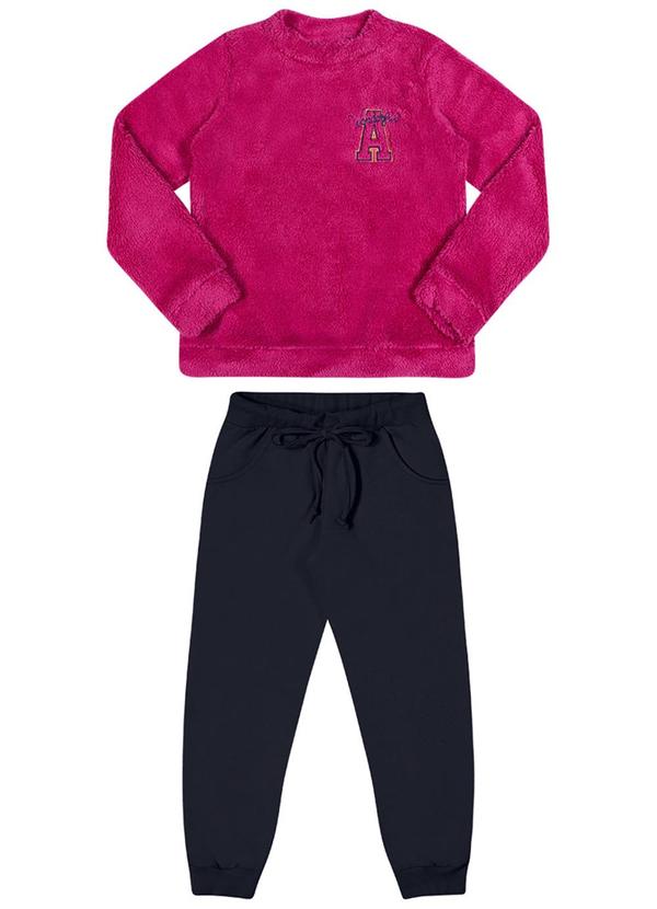 Alenice - Conjunto em Pelo Bordado Menina Rosa 