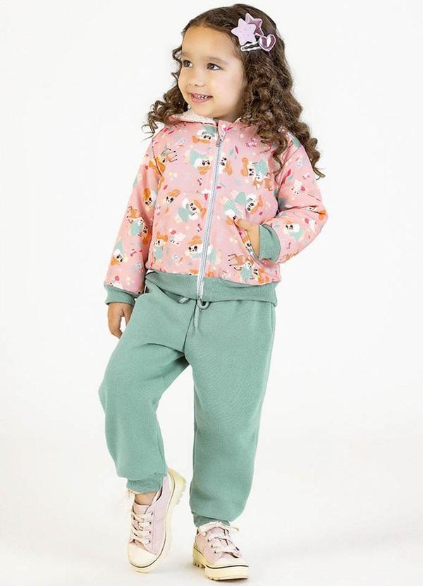 Soft Bonni - Conjunto em Tactel Four Way, Pelo e Moletom Rosa