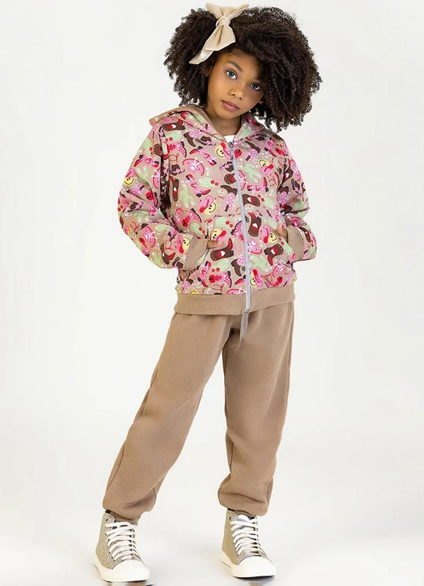 Soft Bonni - Conjunto em Tactel Four Way Soft e Moletom Bege