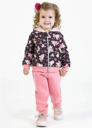 Soft Bonni - Conjunto em Tactel Pelo e Moletom Preto - SOFT BONNI