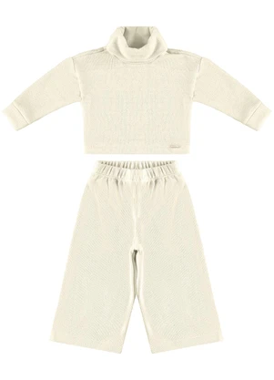 Carinhoso - Conjunto em Tricô Lurex Menina Bege - CARINHOSO