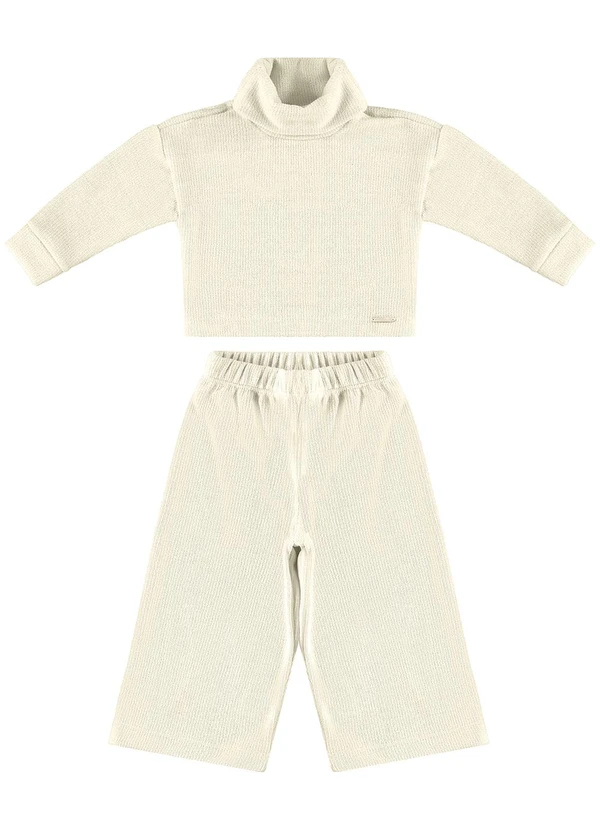 Carinhoso - Conjunto em Tricô Lurex Menina Bege
