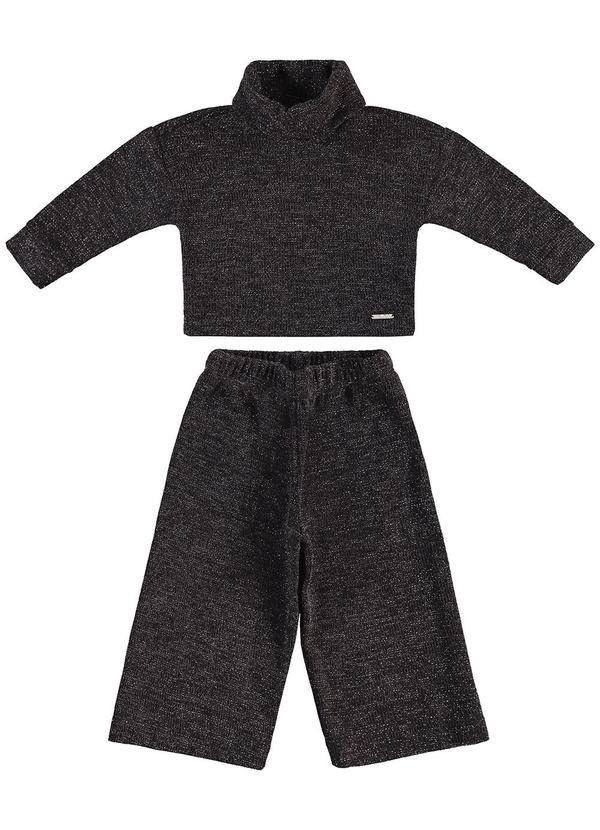 Carinhoso - Conjunto em Tricô Lurex Menina Preto