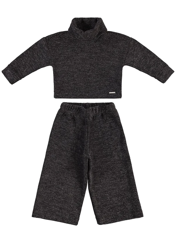 Carinhoso - Conjunto em Tricô Lurex Menina Preto