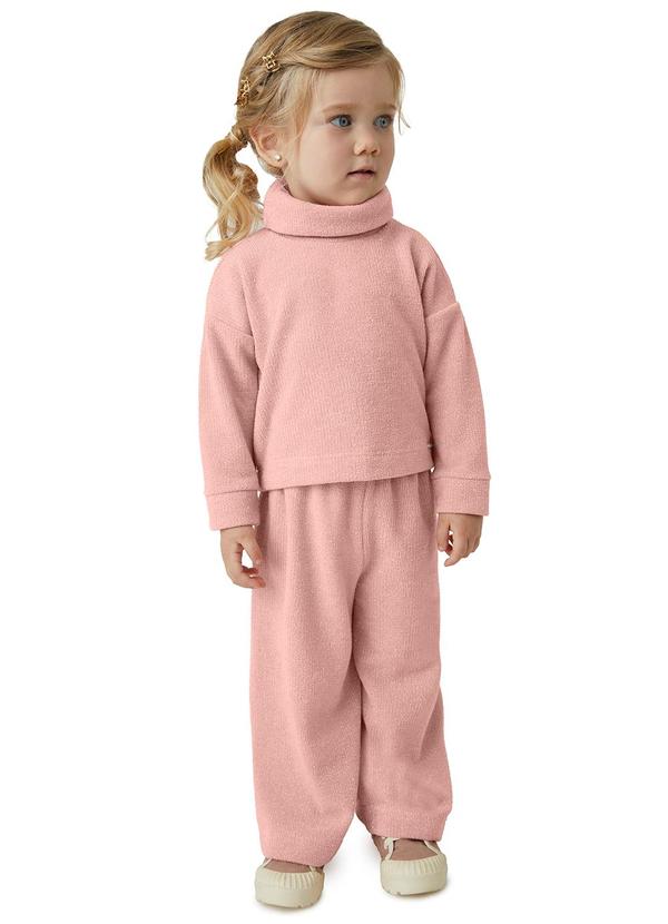 Carinhoso - Conjunto em Tricô Lurex Menina Rosa