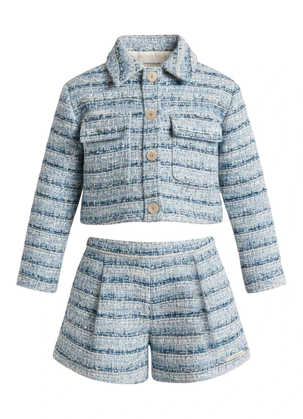 Carinhoso - Conjunto em Tweed Lurex Azul