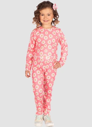 Turminha - Conjunto Estampada Flores Sorrisos Menina Rosa - TURMINHA