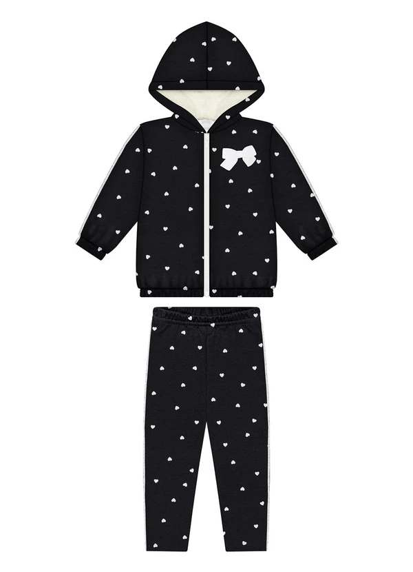 Alakazoo - Conjunto Estampado com Capuz Forrado Preto