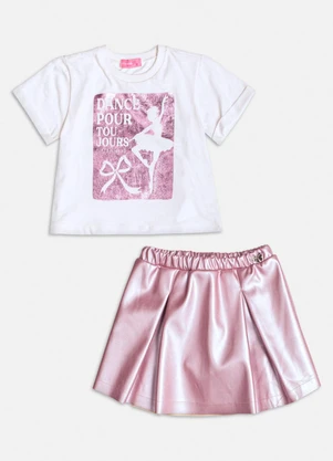 Momi - Conjunto Fake Leather Bailarina Metalizado Rosa - MOMI