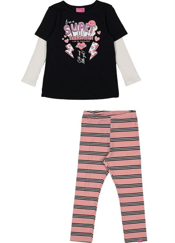 Momi - Conjunto Fashion Preto e Rosa