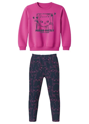 Malwee Kids - Conjunto Feeling Purrr-Fectly em Moletom Rosa - MALWEE KIDS