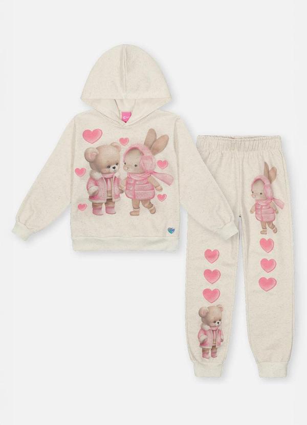 Abrange - Conjunto Felpado Infantil Menina Coelhina Nude
