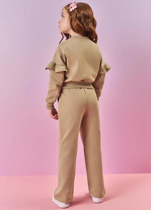 Abrange - Conjunto Felpado Infantil Menina In Love Bege - ABRANGE
