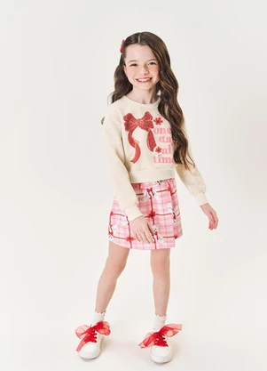 Abrange - Conjunto Felpado Infantil Menina Laço Rosa - ABRANGE