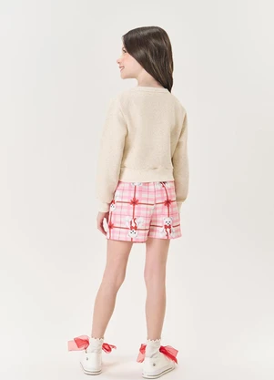 Abrange - Conjunto Felpado Infantil Menina Laço Rosa - ABRANGE