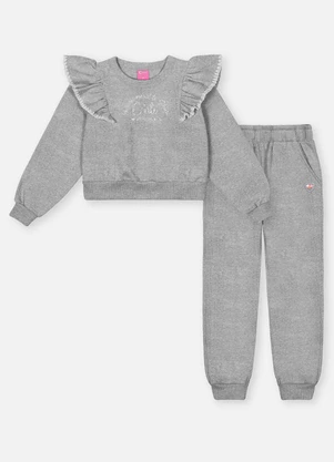 Abrange - Conjunto Felpado Infantil Menina Shine Cinza - ABRANGE