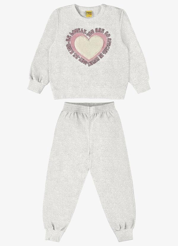 Rovi Kids - Conjunto Feminino Blusão com Calça Cinza