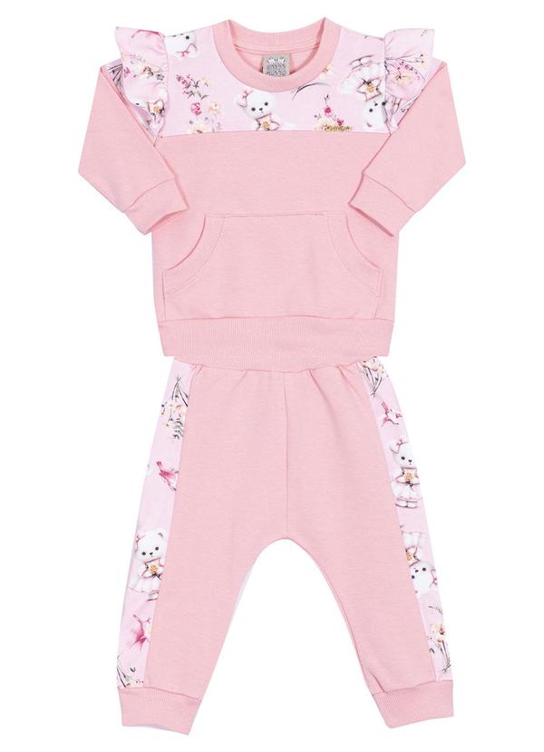 Randa Mundu - Conjunto Feminino Casaco/Calça Mole Rosa