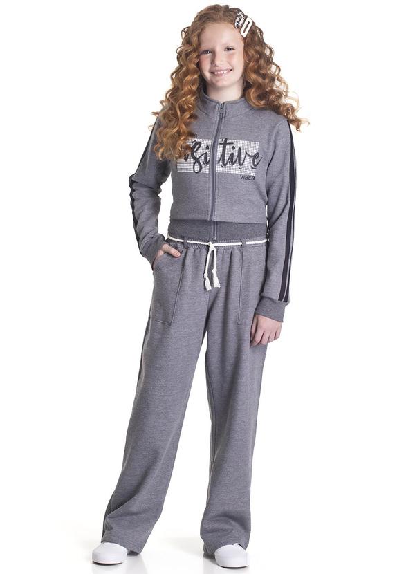 Randa Mundu - Conjunto Feminino Casaco/Calça Moletom Cinza